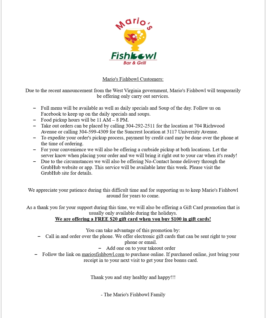 Mario's Fishbowl Premier Bar & Restaurant